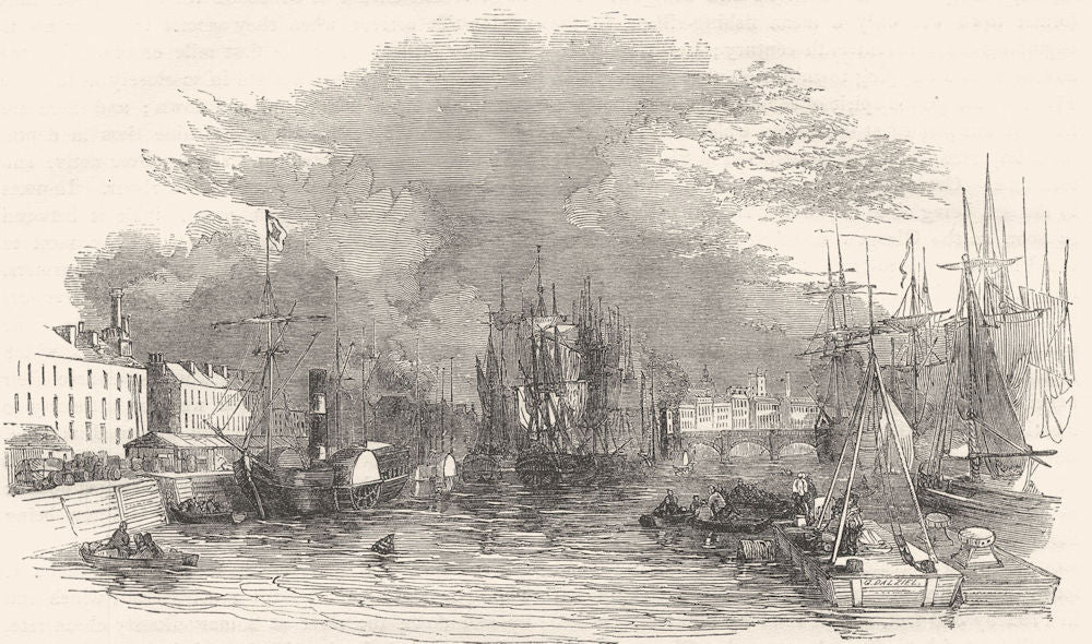 GLASGOW. The Broomielaw 1850 old antique vintage print picture